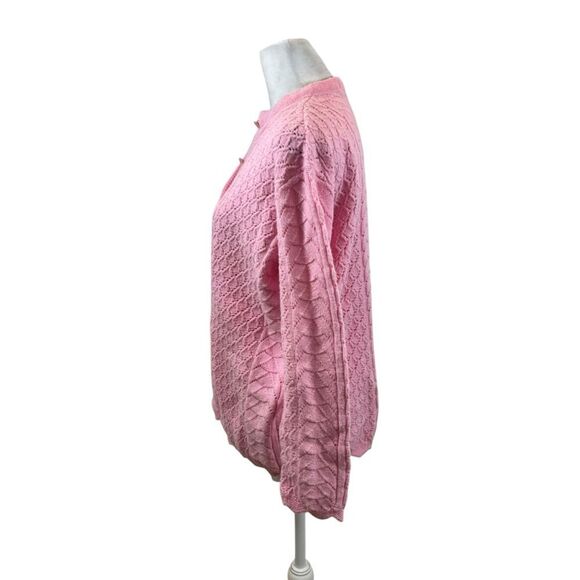 Ladies Vinatge Dolly Mann Wintuck Pink Button‎ Front Cardigan Size Large - Picture 4 of 10